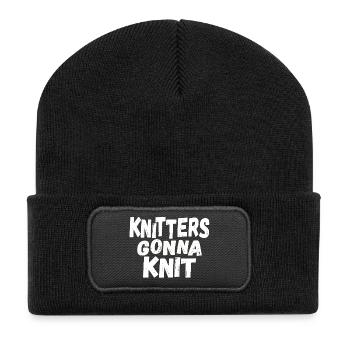 Stricken Strickerin Stricker Knitters gonna knit - Recycelte Patch Beanie - Schwarz - Vorne