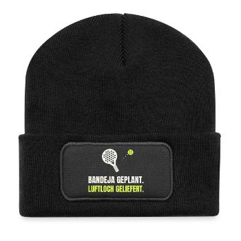 Padel Bandeja geplant, Luftloch geliefert - Recycelte Patch Beanie - Schwarz - Vorne