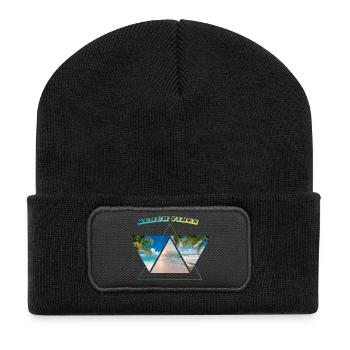 Beach vibes geometrisch - Recycelte Patch Beanie - Schwarz - Vorne