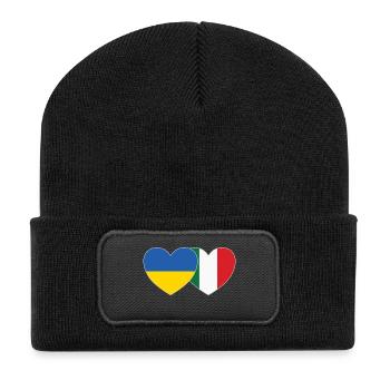 Ukraine Italy Heart Flag - Recycled Patch Beanie - black - Front