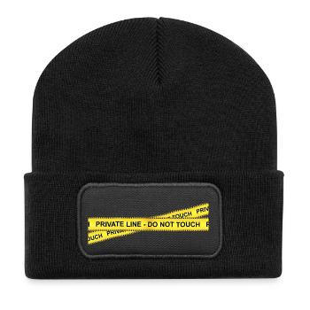 private line - do not touch - Recycelte Patch Beanie - Schwarz - Vorne