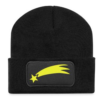 Sternschnuppe - Recycelte Patch Beanie - Schwarz - Vorne