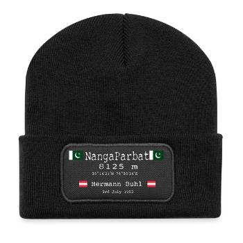 NangaParbat20-01white and the first climbers - Recycled Patch Beanie - black - Front