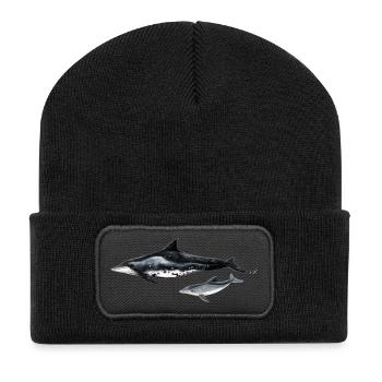 Dolphin with rugged teeth - Dolphin - Steno rostre - Recycled Patch Beanie - black - Front
