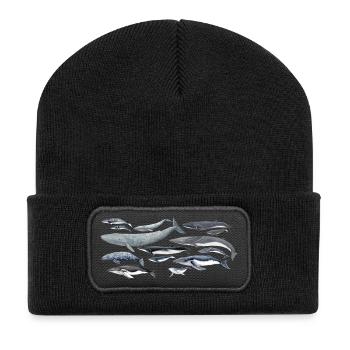 diversité baleines fond transparent - Beanie recyclé à patch - noir - Devant