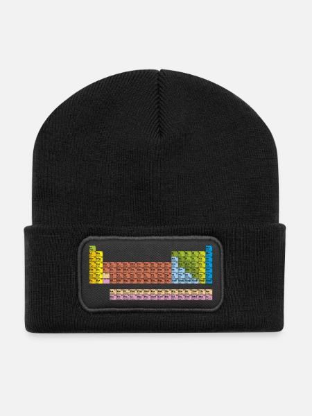 periodic table in colour with black lines - Recycled Patch Beanie - black