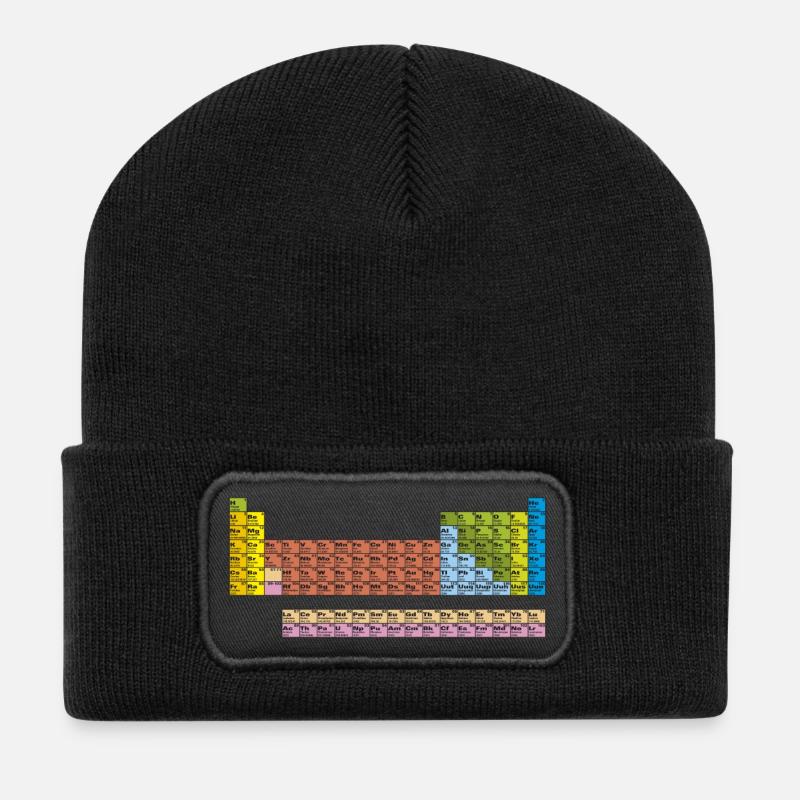 Periodensystem in der Farbe mit schwarzen Linien - Recycelte Patch Beanie - Schwarz