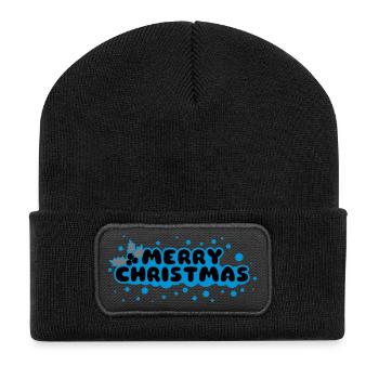 Merry Christmas - Recycelte Patch Beanie - Schwarz - Vorne