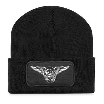 Motorcycle / Moped Wheel / Angel Wheel 01_weiß - Recycled Patch Beanie - black - Front