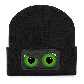 green cool eyes - Recycled Patch Beanie - black - Front