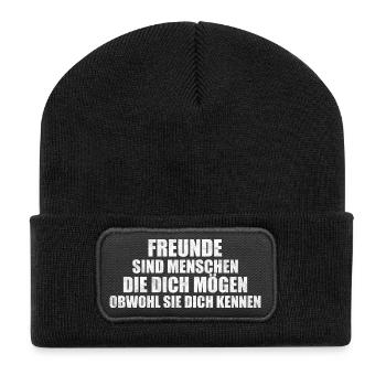 Freunde mögen dich so wie du bist T-Shirt Geschenk - Recycelte Patch Beanie - Schwarz - Vorne