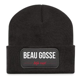 Beau gosse déja casé - Beanie recyclé à patch - charbon - Devant