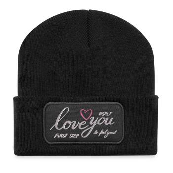 Aimez-vous motif cœur - Beanie recyclé à patch - noir - Devant