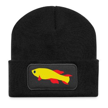 Killifish Red and Yellow - Recycled Patch Beanie - black - Front