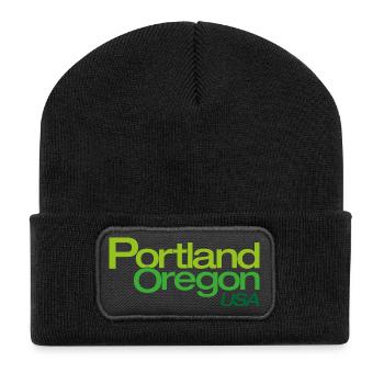 Portland Gradient City Logo - Recycled Patch Beanie - black - Front