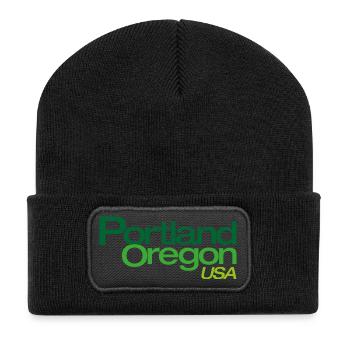 Portland, Oregon, USA Lettering - Recycled Patch Beanie - black - Front