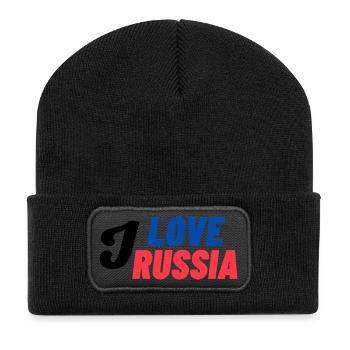I Love Russia Farbblock - Recycelte Patch Beanie - Schwarz - Vorne
