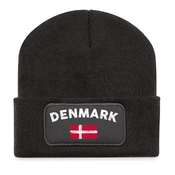 Dänemark Pinsel Flagge Emblem - Recycelte Patch Beanie - Dunkelgrau - Vorne