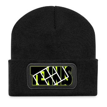 TENNIS-Neon-Raster-Overlay - Recycelte Patch Beanie - Schwarz - Vorne