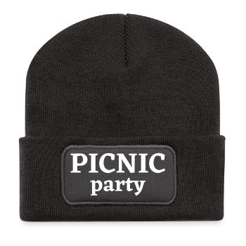 Picknick, Picknickparty, Sommer - Recycelte Patch Beanie - Dunkelgrau - Vorne