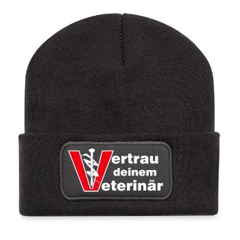 Veterinär Vertrauen Tierarzt Vet - Recycelte Patch Beanie - Dunkelgrau - Vorne