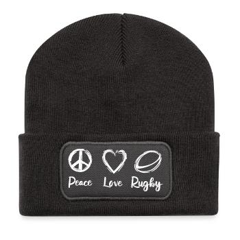 Peace Love Rugby - Recycled Patch Beanie - dark grey - Front