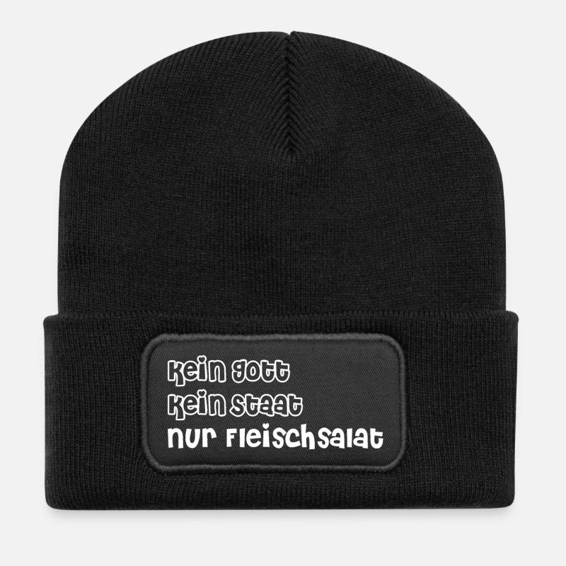 kein Gott, kein Staat, nur Fleischsalat - Recycelte Patch Beanie - Schwarz