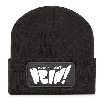 Bevor Du Fragst Nein - Recycelte Patch Beanie - Dunkelgrau - Vorne