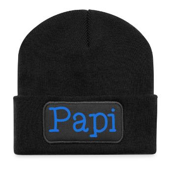 PAPI. FÊTE DES PÈRES. BONNE FÊTE PAPY. JE T'AIME. - Beanie recyclé à patch - noir - Devant