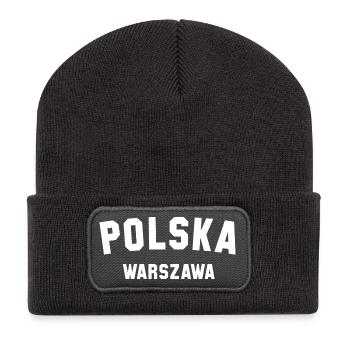 WARSZAWA, Polska, Varsovie, Pologne - Beanie recyclé à patch - charbon - Devant