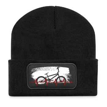 Fahrrad Herzschlag Fahrrad Grafik - Recycelte Patch Beanie - Schwarz - Vorne