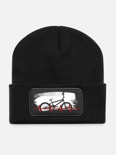 Fahrrad Herzschlag Fahrrad Grafik - Recycelte Patch Beanie - Schwarz