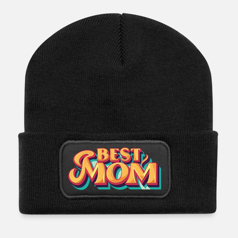 BesteMama RetroDruck - Recycelte Patch Beanie - Schwarz