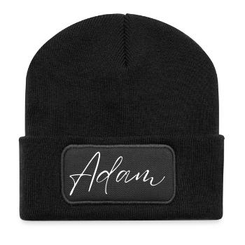 Adam Name T-Shirt Geschenk Für Männer - Recycelte Patch Beanie - Schwarz - Vorne