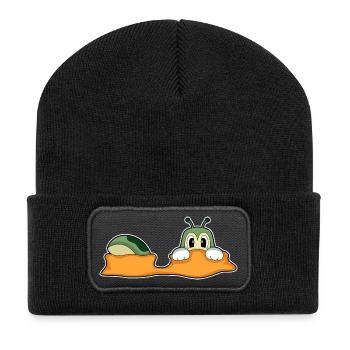 Raupe Erdloch - Recycelte Patch Beanie - Schwarz - Vorne