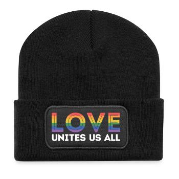 LGBT Pride Month - Liebe vereint uns alle - Recycelte Patch Beanie - Schwarz - Vorne