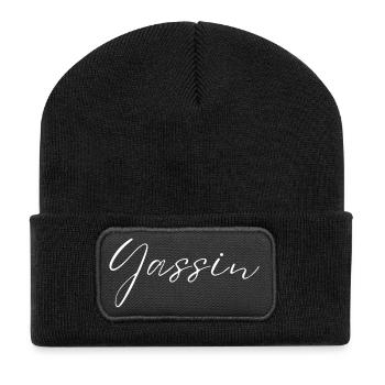 Yassin Name T-Shirt Gift for Men - Recycled Patch Beanie - black - Front