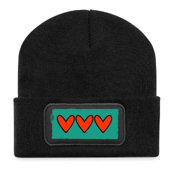 GERADE VERHEIRATET. Junggesellinnenabschied. VALENTINSTAG. PAAR - Recycelte Patch Beanie - Schwarz - Vorne
