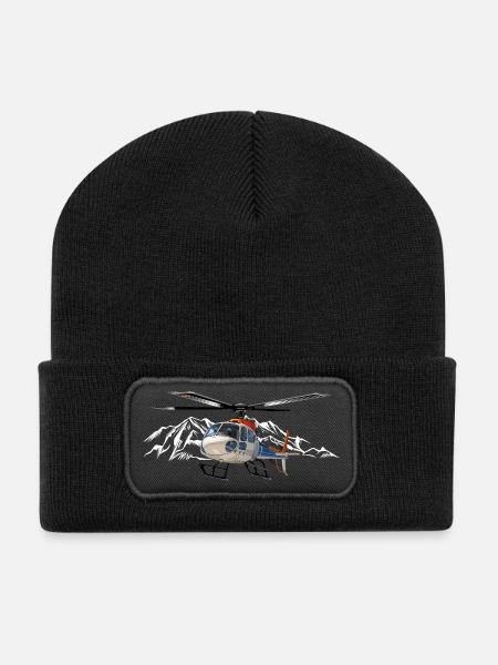 Helicopter in the mountains - Recycled Patch Beanie - black
