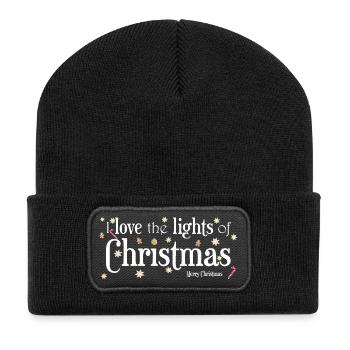 I Love Christmas Lights, English - Recycled Patch Beanie - black - Front