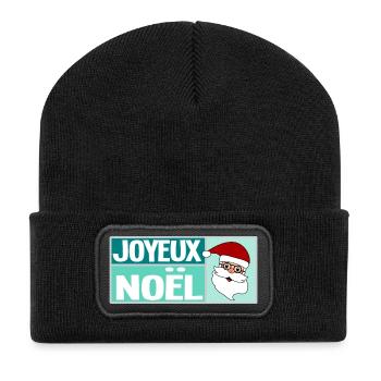 SANTA CLAUS. CHRISTMAS. MERRY CHRISTMAS. MERRY CHRISTMAS - Recycled Patch Beanie - black - Front
