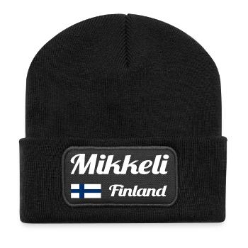Mikkeli Finnland - Stylische Drucke - Recycelte Patch Beanie - Schwarz - Vorne