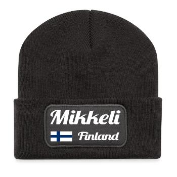 Mikkeli Finnland - Stylische Drucke - Recycelte Patch Beanie - Dunkelgrau - Vorne