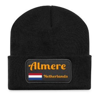 Almere Niederlande - Stilvolle Drucke - Recycelte Patch Beanie - Schwarz - Vorne