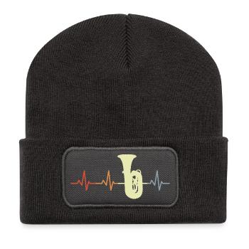 Tuba Vintage Cœur Ligne - Beanie recyclé à patch - charbon - Devant