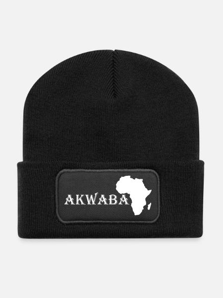 Akwaba, willkommen in unserem Zuhause - Recycelte Patch Beanie - Schwarz
