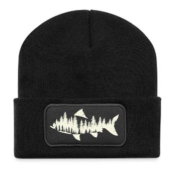 Fish & Mountain Forest - Recycled Patch Beanie - black - Front