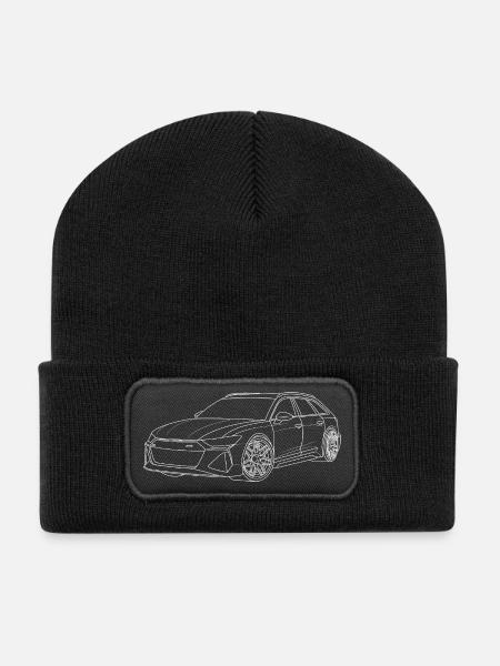 Auto Outline white - Recycled Patch Beanie - black