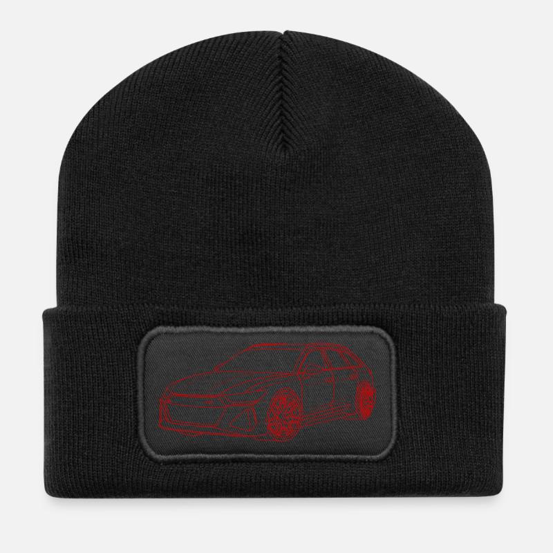 Auto outline red - Recycled Patch Beanie - black
