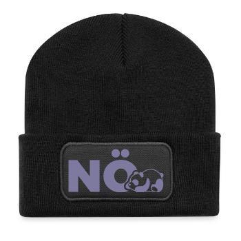 Geschenk Panda Bär Tier Sprüche Retro Vintage - Recycelte Patch Beanie - Schwarz - Vorne